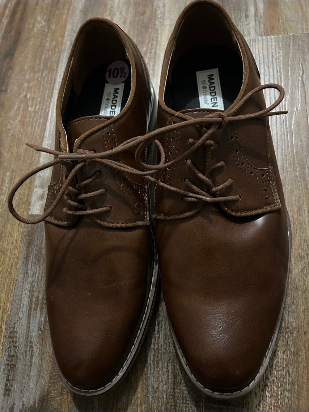 Steve Madden Men's Brown Leather Lace-Up Oxford